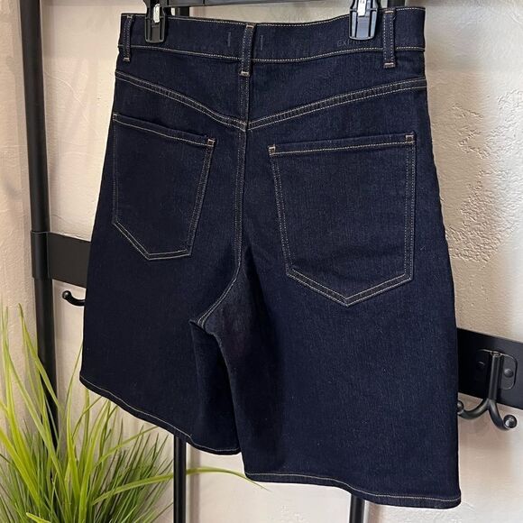 Express 90’s Bermuda high rise jean shorts Dark Wash denim Size 10 - Picture 9 of 16